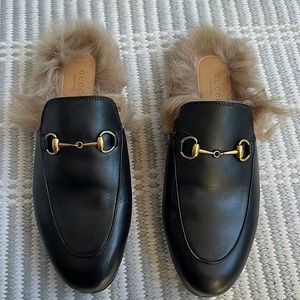 Gucci Princetown Shearling—Lined Leather Slipper